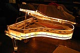 Schimmel Model 213 in custom Plexiglas lit up