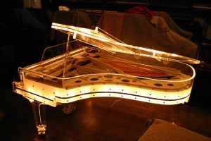 Schimmel Model 213 in custom Plexiglas® lit up