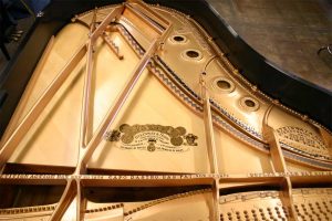 This Steinway piano restoration included a new soundboard with bridge cap and new pinblock as part of the project